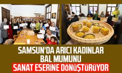 Samsun'da arıcı kadınlar bal mumunu sanat eserine dönüştürüyor