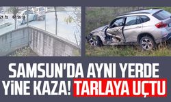 Samsun'da aynı yerde yine kaza! Tarlaya uçtu