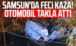 Samsun'da feci kaza! Otomobil takla attı