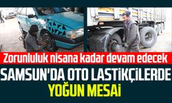 Samsun'da oto lastikçilerde yoğun mesai