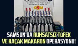 Samsun'da ruhsatsız tüfek ve kaçak makaron operasyonu!