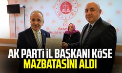 AK Parti Samsun İl Başkanı Mehmet Köse mazbatasını aldı