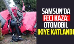 Samsun'da feci kaza: Otomobil ikiye katlandı!