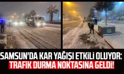 Samsun'da kar yağışı etkili oluyor: Trafik durma noktasına geldi!