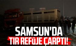 Samsun'da tır refüje çarptı! Yol kapandı