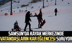 Samsun'da kayak merkezinde vatandaşların kar eğlencesi sürüyor