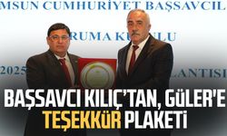 Samsun Cumhuriyet Başsavcısısı Mehmet Sabri Kılıç'tan Hacı Eyüb Güler'e teşekkür plaketi