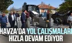 Havza'da yol çalışmaları hızla devam ediyor