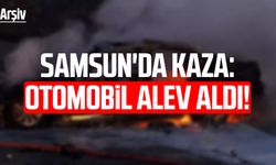 Samsun'da kaza: Otomobil alev aldı!
