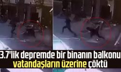 3.7'lik depremde bir binanın balkonu vatandaşların üzerine çöktü