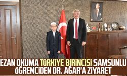 Ezan okuma Türkiye birincisi Samsunlu Emin Kayra Eke'den Dr. Murat Ağar'a ziyaret