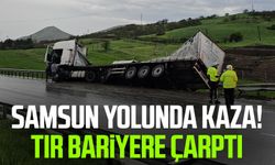 Samsun yolunda kaza! Tır bariyere çarptı
