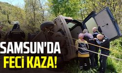 Samsun'da feci kaza! Panelvan devrildi