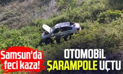Samsun'da feci kaza! Otomobil şarampole yuvarlandı!