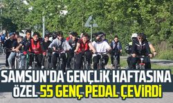 Samsun'da Gençlik Haftasına özel 55 genç pedal çevirdi