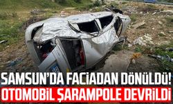 Samsun Ladik'te otomobil şarampole devrildi!