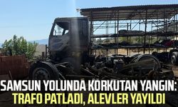 Samsun yolunda korkutan yangın: Trafo patladı, alevler yayıldı