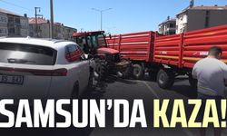 Samsun'da traktörle otomobil çarpıştı