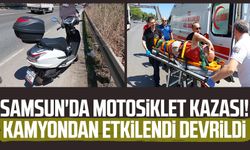Samsun'da motosiklet kazası! Kamyondan etkilendi devrildi