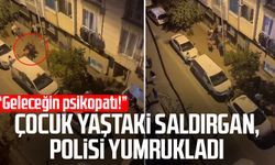Çocuk yaştaki saldırgan, polisi yumrukladı