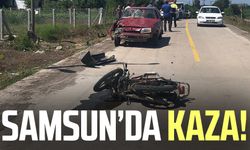 Samsun Bafra’da otomobil ve motosiklet çarpıştı