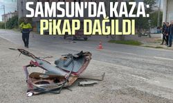 Samsun'da kaza: Pikap dağıldı