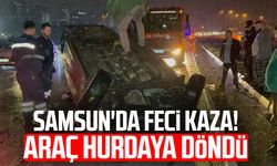 Samsun'da feci kaza! Refüje çarptı, takla attı