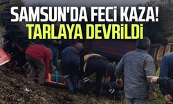 Samsun'da feci kaza! Tarlaya devrildi