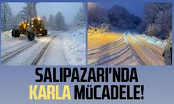 Salıpazarı'nda karla mücadele aralıksız sürüyor!
