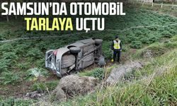 Samsun Bafra'da otomobil tarlaya uçtu