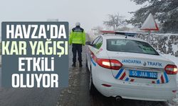 Samsun Havza'da kar yağışı etkili oluyor