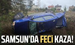 Samsun Terme'de feci kaza! Otomobil devrildi