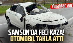 Samsun Terme'de feci kaza! Otomobil takla attı