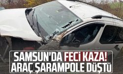 Samsun'da feci kaza! Araç şarampole düştü