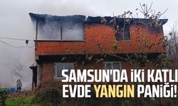 Samsun'da iki katlı evde yangın paniği!