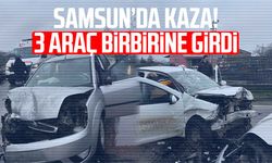 Samsun'da korkutan kaza! 3 araç birbirine girdi