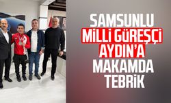 Samsunlu milli güreşçi Şenol Aydın’a makamda tebrik