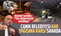 Canik Belediyesi kar yağışına karşı sahada