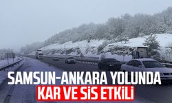 Samsun-Ankara kara yolunda kar yağışı etkisini sürdürüyor