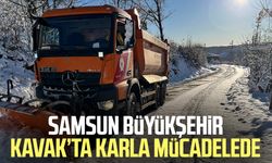 Samsun Büyükşehir Kavak’ta karla mücadelede