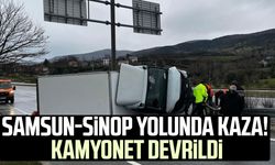 Samsun-Sinop yolunda kaza! Kamyonet devrildi