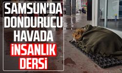 Samsun'da dondurucu havada insanlık dersi