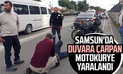 Samsun'da duvara çarpan motokurye hastanelik oldu