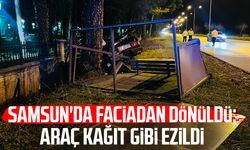 Samsun'da faciadan dönüldü: Araç kağıt gibi ezildi