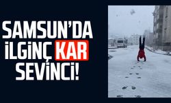 Samsun kar yağışına Guinness Rekortmeni Osman Ismak'tan ilginç kutlama!