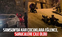 Samsun'da kar çocuklara eğlence, sürücülere çile oldu