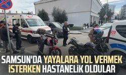 Samsun'da yayalara yol vermek isterken hastanelik oldular