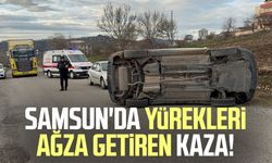 Samsun'da yürekleri ağza getiren kaza: Otomobil takla attı!