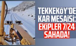 Tekkeköy’de kar mesaisi: Ekipler 7/24 sahada!