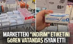 Marketteki "İndirim" etiketini gören vatandaş isyan etti
